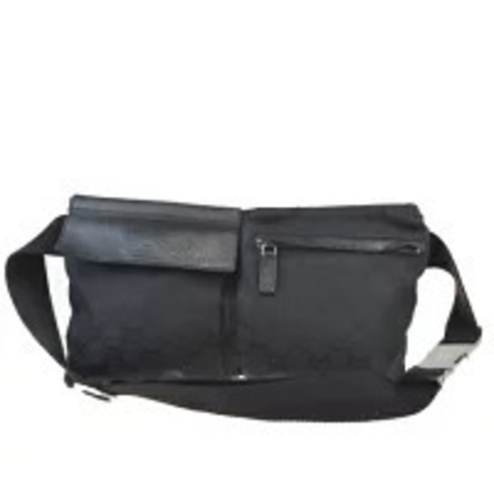 Gucci Waist Pouch Clutch Bag GG Black Canvas Leather
